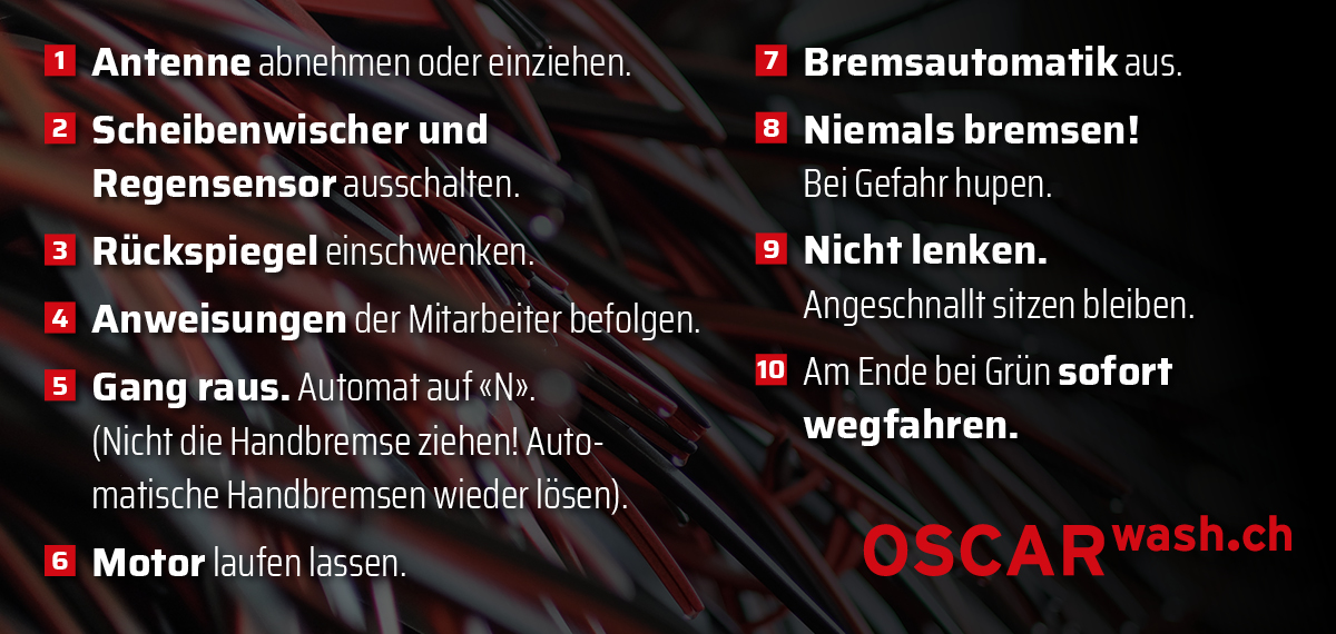 Unsere Autowaschregeln.
